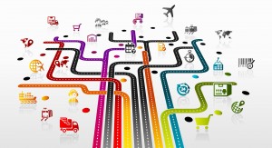 Abstract illustration with logistics infrastructure